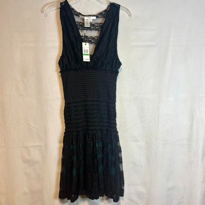 NWT Drop Waist Dress Black Lace V-neck Stretchy Studio M Sz L Y2K | eBay