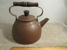 Vintage Revere Ware Copper Tea Kettle Pot Wood Handle 1801 Rome NY 