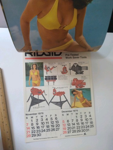 Vintage Ridgid Tools 1975-1976 2 Jahre Kalender Pin-up Bikini Mädchen 11" x 14" - Bild 12 von 15