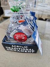 Chicago Bulls Acrylic Snowman Ornament