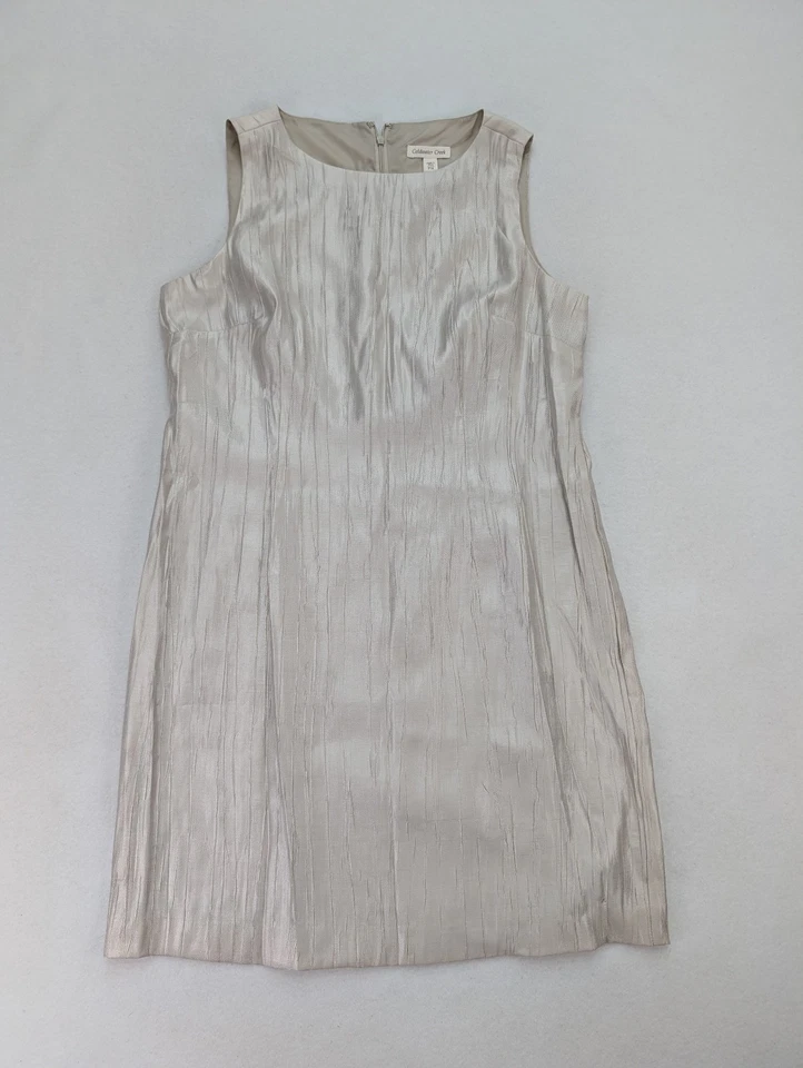 Vestido para mujer Coldwater Creek talla 16P funda texturizada beige champán Foto 2 de 4