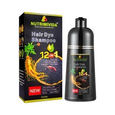 Natural Black Hair Dye Shampoo Instant 12 In 1 100 Grey Coverage