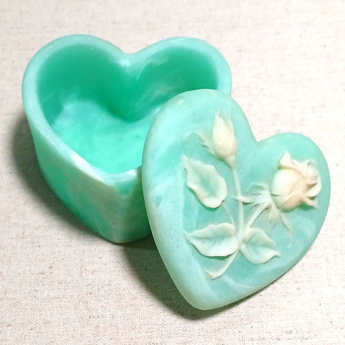 Vintage 1991 Heart Shaped Rose Trinket Box Handmade - Picture 1 of 7
