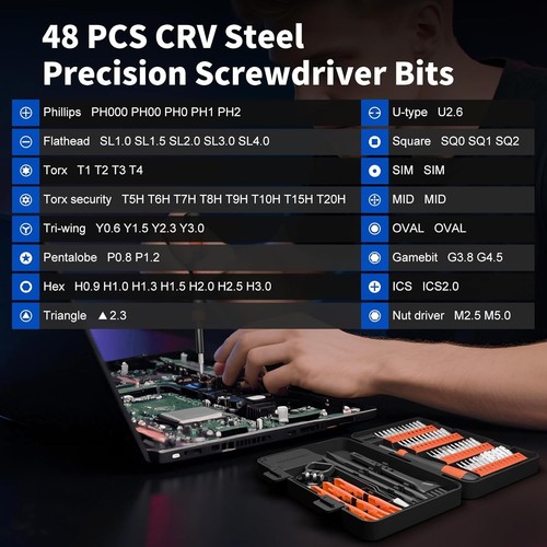 Magnetic Screwdriver Set Mini Repair Tool Kit 64 Set for Computer, Laptop, Phone - Picture 2 of 8