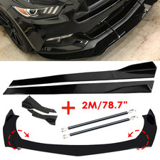 Front Bumper Lip Spoiler Glossy Black Body Kit For Ford Mustang GT Focus Mondeo