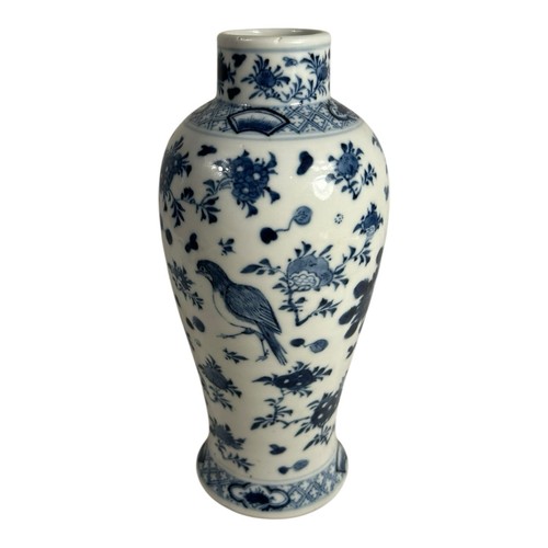 Antico vaso porcellana cinese blu e bianca dinastia Qing XIX secolo Kangxi - Foto 7 di 14