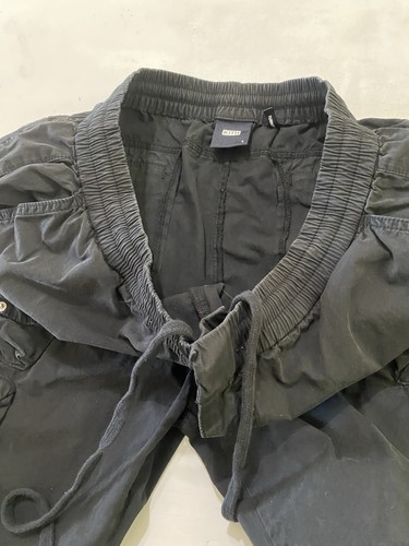 Schwarze Cargohose Herren Kith Baumwolle Kordelzug Taschen Größe L - Bild 4 von 9