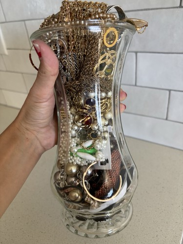 Vintage Mystery Schmuckdose mit antiker Vase gemischt Metall Gold Silber Perle - Bild 8 von 8