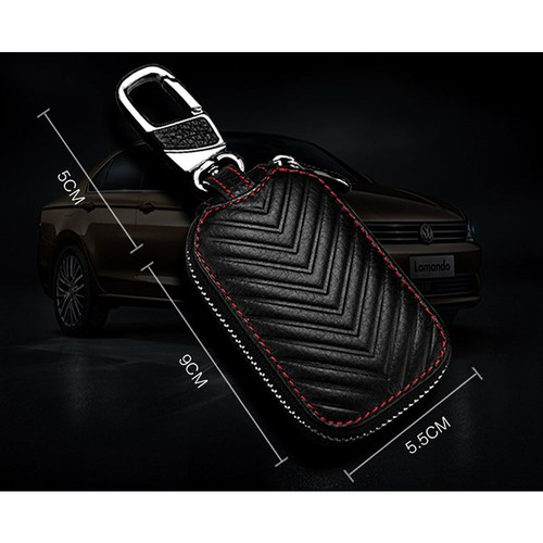 1/2x Car Key Chain Bag Leather Smart Key Holder Cover Remote Fob Zipper Case HOT - Foto 3 di 19