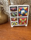 Retro Small Spice Rack Shelving 6 Ceramic Drawer Rustic Colourful Jewellery