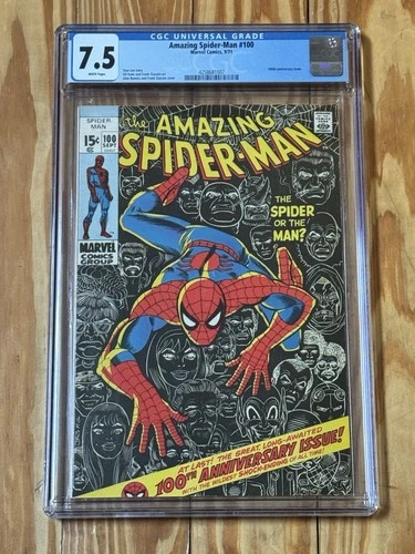 Amazing Spider-Man #100 CGC 7.5 WHITE PAGES 1971 Stan Lee 100th Anniversary Cvr