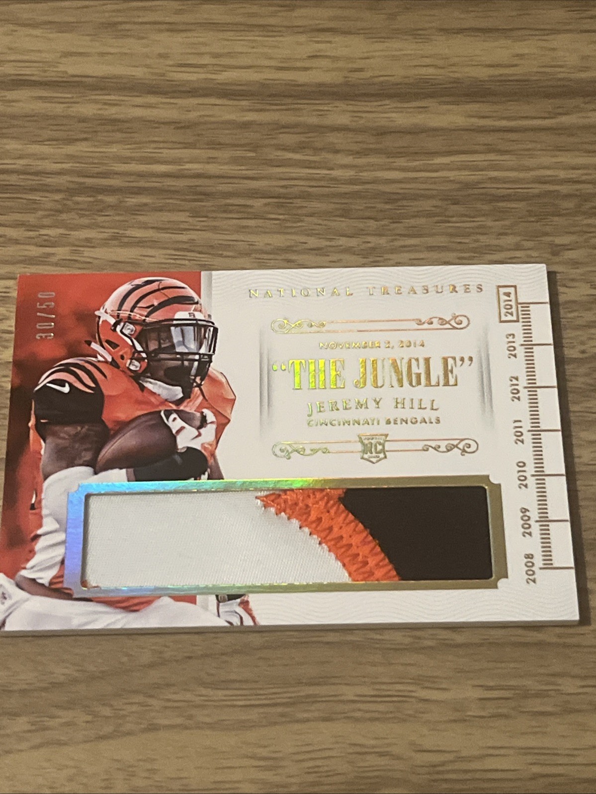 Jeremy Hill Panini National Treasures Rookie NFL Gear Dual Materials Signatures #JH Base