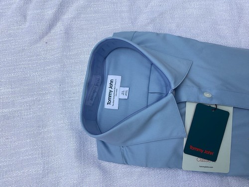 Tommy John Dress Shirt 16.5 33 Blue Stay-Tucked Slim Fit Button-up Long Sleeve - Picture 4 of 5