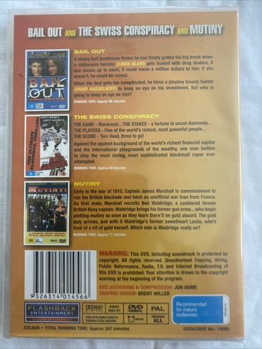Triple Feature DVD Bail Out/Swiss Conspiracy/Mutiny BRAND NEW All Regions! - Picture 2 of 2