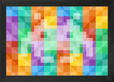 Colorful Space Invader Gerahmtes Wandbild Poster Leinwanddruck Bild