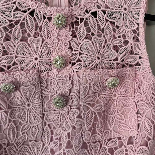 Self-Portrait Guipure Pink Lace Mini Dress - UK Size 4 BNWT - Picture 4 of 14