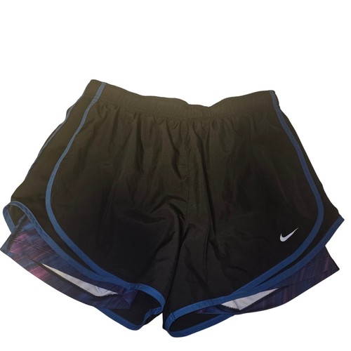 Nike Dri-FIT 2-in-1 Tempo Print Shorts Black Blue Multi Running Women's XL