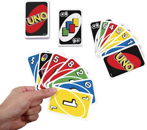 UNO Edad 7+ Juego de Cartas para Niños y Adultos Juego Familiar Noche o Viaje Juego 2 a 1 - Imagen 6 de 12