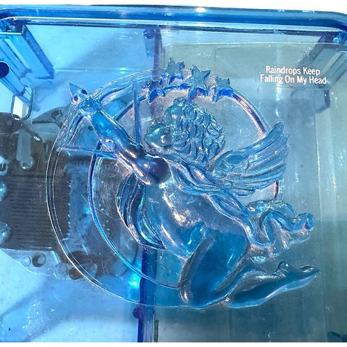 RARE Vintage 1960s Swisstone Japan Music Jewelry Box - Clear Blue - Cupid, Plays - Picture 3 of 10