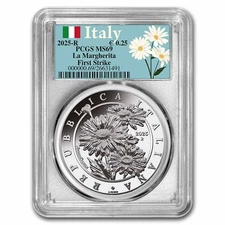 2025 Italy 1 oz Silver Flora & Fauna - The Daisy MS-69 PCGS (FS)