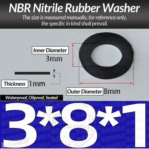 Gummidichtung Flachdichtung Dichtungsring, 1mm/1.5mm Stärke, Außen-Ø 4-24mm NBR - Picture 23 of 58