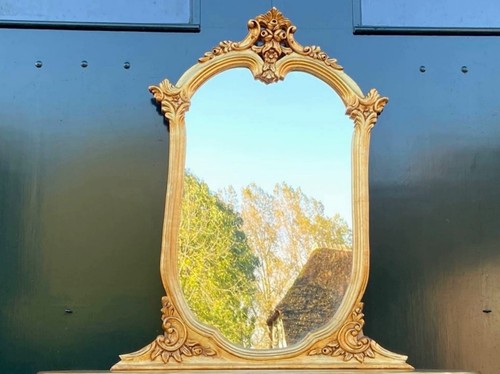 Vanity Set Louis XVI Vintage French Gold Leaf Table With Mirror Ornate Carved - Picture 9 of 12