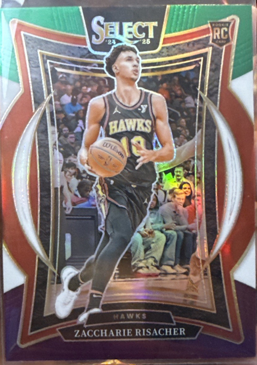 2024-25 Panini Select -  Zaccharie Risacher #86 Green White Purple Prizm (RC)