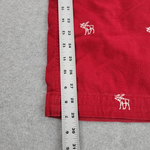 Abercrombie & Fitch Schlafanzug Herren Medium Rot AOP Elch Logo Stickerei - Bild 8 von 12