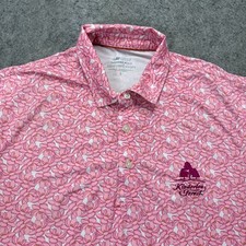 Vineyard Vines Performance Polo Shirt Men L Pink Floral Stretch Short Sleeve OT