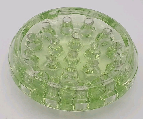 STUNNING SOWERBY VINTAGE ART DECO GREEN URANIUM GLASS FLOWER POSY BOWL VASE FROG - Picture 13 of 13