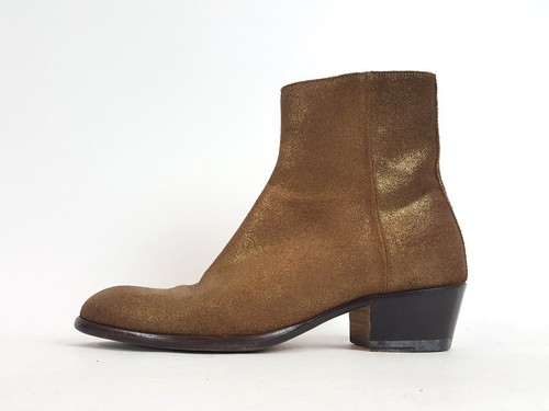 Maison Margiela Brown Metallic Suede Round Toe Ankle Boots Size 39 - Picture 4 of 7
