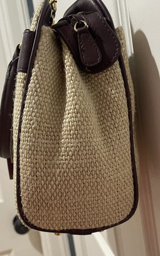 New Etienne Aigner Straw Hand Shoulder Bag Purse Tan Zipper - Picture 6 of 19
