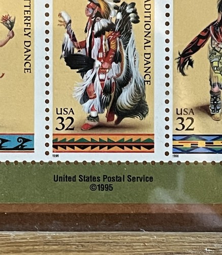 8X11 Wooden Framed 1995 American Indian Dancers Stamps Southwest Decor - Picture 2 of 4