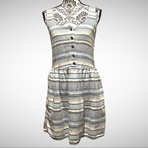 Current/Elliot Blue Desert Mirage Striped Linen Dress size 1 Small - Picture 4 of 11