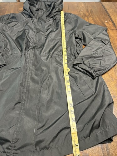 A New Day Black Raincoat Women Size Medium Mid Length With Good - Picture 5 of 6