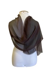 H77 Enrico Coveri Sheer Silk Scarf Shawl Brown Gray Lightweight Italy Made