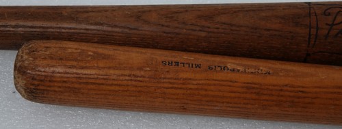 TWO ANTIQUE BASEBALL BATS PENNANT #303 & MINNEAPOLIS MILLERS SOUVENIR BAT - Picture 6 of 15