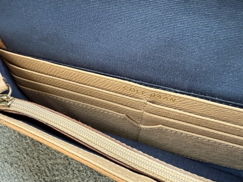 Cole Haan Leder Clutch Geldbörse in hellbraun mit passendem Leder Reißverschluss Etui LESEN - Bild 14 von 16