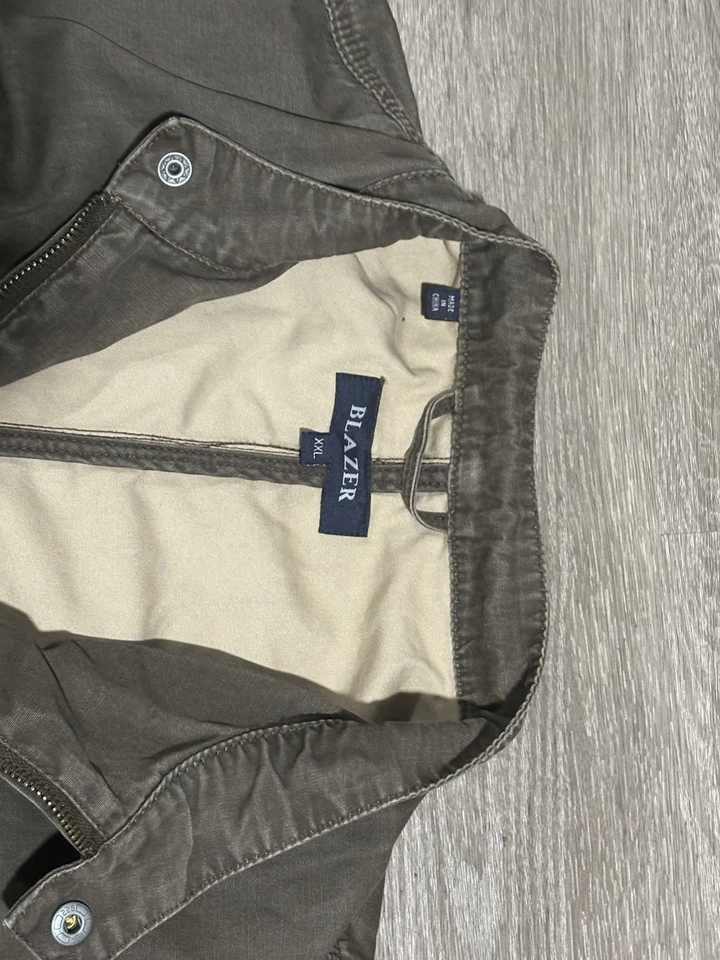 Blazer оливковый хлопок куртка - размер XXLCasual оливковый коричневый молнии куртка - Изображение 2 из 3