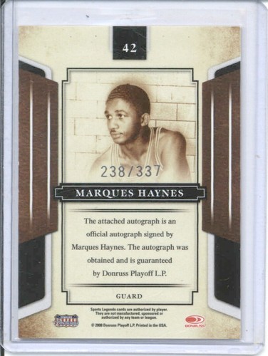 2008 Donruss Legends MARQUES HAYNES #42 Autograph Harlem Globe Trotters /337 - Picture 2 of 2
