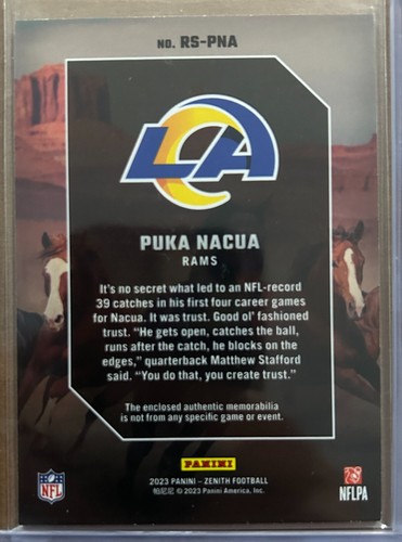 2023 Panini Zenith Rookie Stallions Jerseys PUKA NACUA - 第 2/2 張圖片