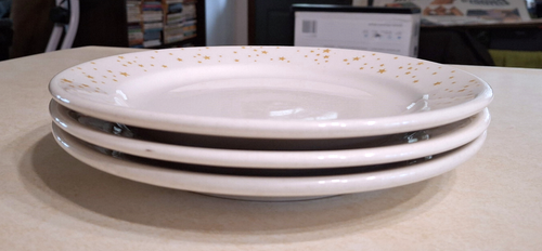 Vintage Homer Laughlin Best China White Gold Stars Plates 9" Lot Set of 3 MCM - Picture 11 of 11
