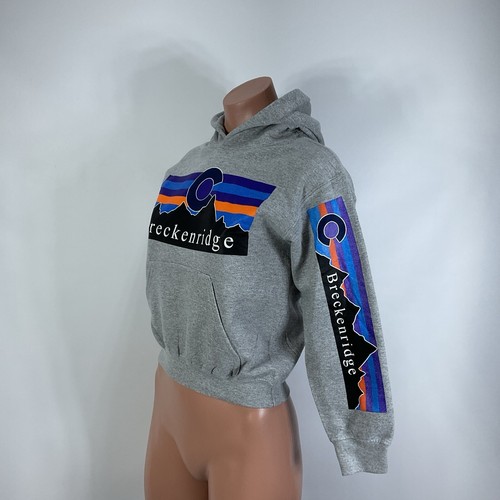 Vintage y2k Gray Graphic Breckenridge Colorado Pullover Hoodie Youth Size Small - Picture 7 of 7