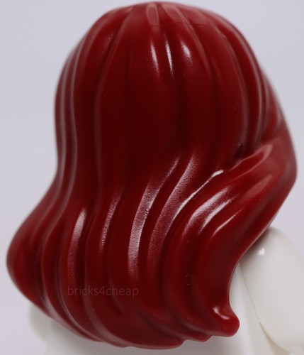 Lego Dark Red Mini Doll Hair Female Long Parted on Side Swept Back Hole on Top - Picture 3 of 3