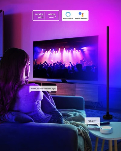 LED Floor Lamp, Corner Light Lamp RGB+ White Modern Smart Compatible with Alexa - Picture 3 of 5