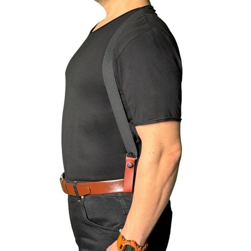 L066 Leather Shoulder & Belt Holster (2in1) For GLOCK 17 19 22 23 LEFT-HANDED - Picture 14 of 17