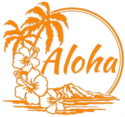 Paquete de dos calcomanías de vinilo Aloha Tropical Scene de 5" tableta ventana coche - Opciones de color - Imagen 7 de 7