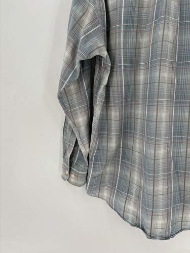 Burberry Vintage Button Down Mens Large Blue White Tartan Plaid Long Sleeves - Picture 17 of 20