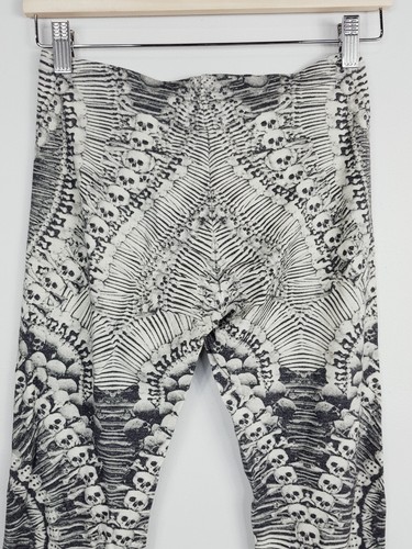 ALEXANDER McQUEEN Womens S or 10 Catacombs Skull Printed Wool Stretch Leggings - Picture 8 of 8