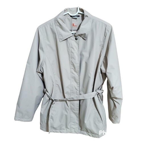 Free Country Beige Belted Jacket Windbreaker Fleece Lined Outdoor Coat - Picture 2 of 9